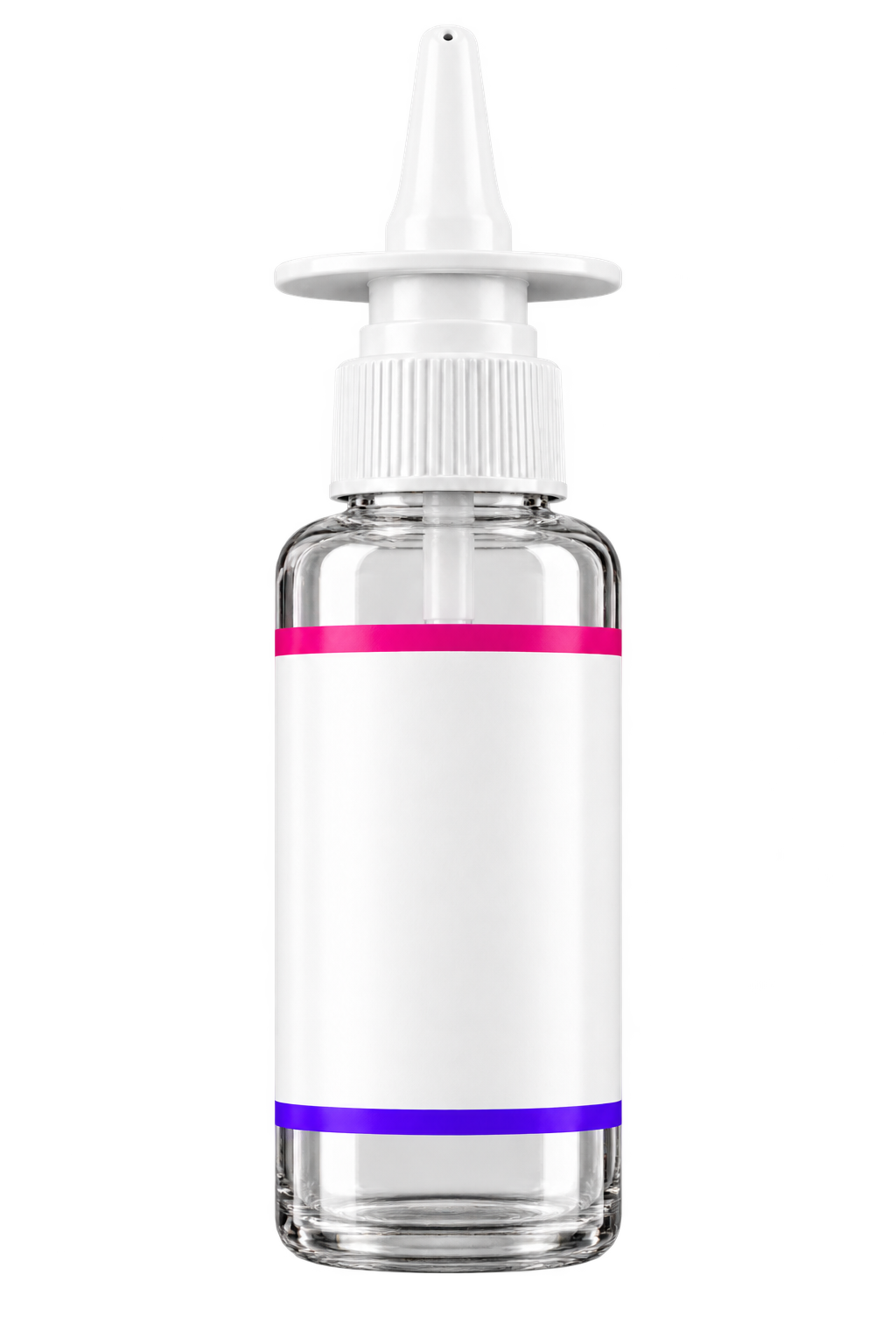 NAD+ 500 mg — nasal glass spray bottle, bwell packaging illustration